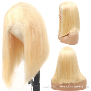 Factory Cheap Short Stretch Human Natural Hair Wigs 13x6 Lace Front Color Bob Wig For Black Women perruques naturelles courtes